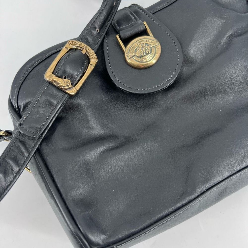 Stone Mountain‎ Women's Sling Bag Shoulder Leather Vintage brass Hardware Black